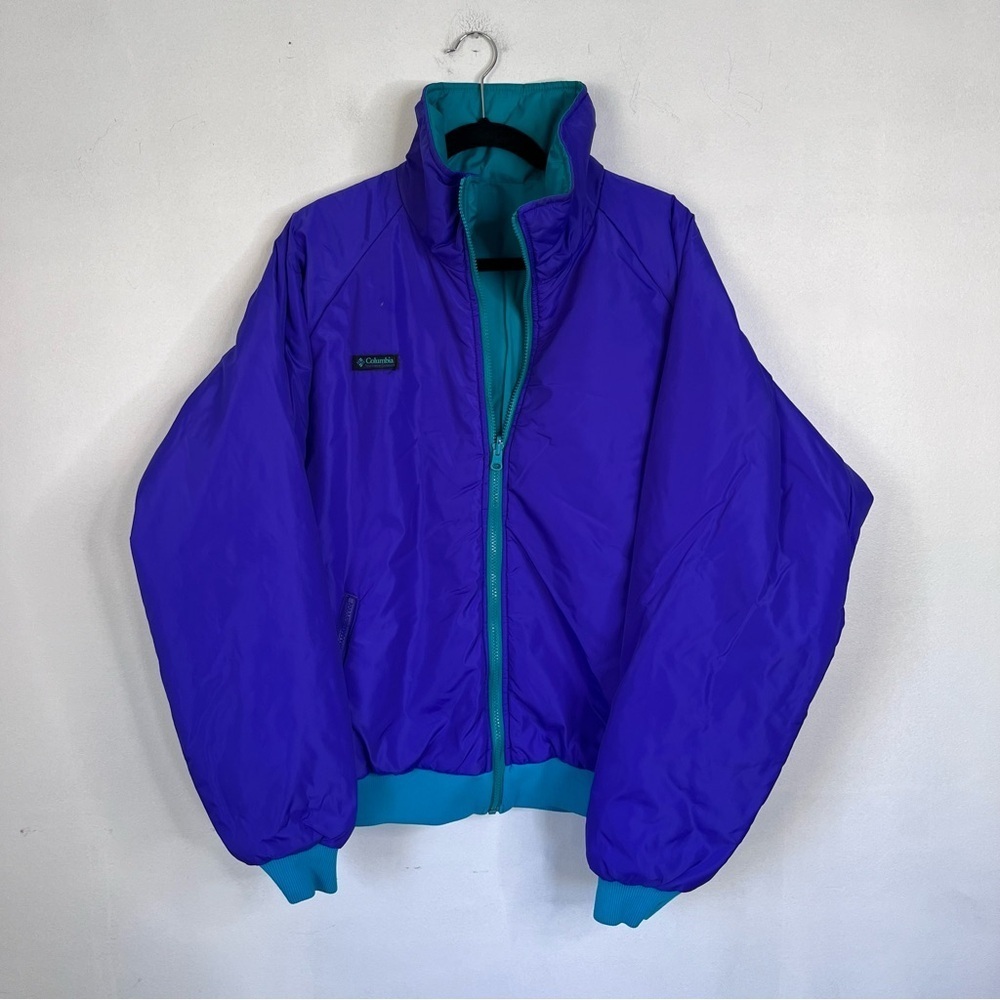 Columbia Vintage 90s Reversible Jacket Men’s Size XL Purple Teal Softshell